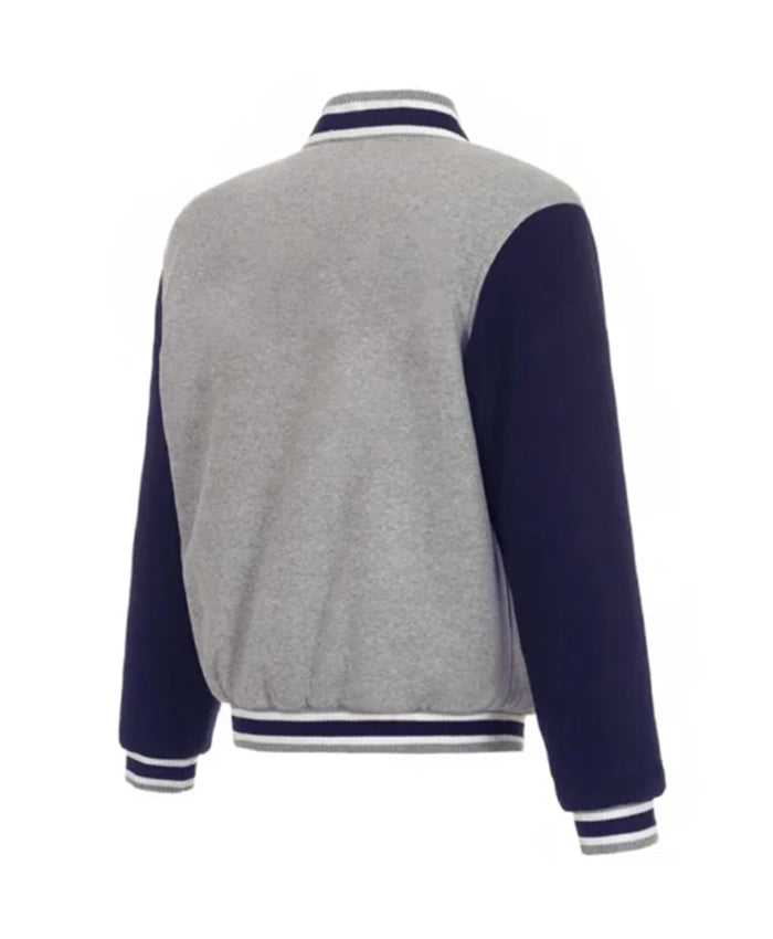 Toronto Blue Jays Grey And Navy Blue Varsity Jacket