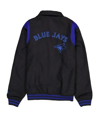 Toronto Blue Jays Sport Night Teddy Black And Blue Varsity Jacket