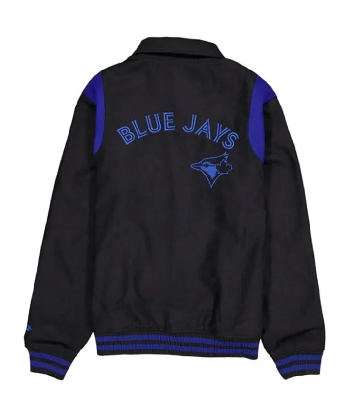 Toronto Blue Jays Sport Night Teddy Black And Blue Varsity Jacket