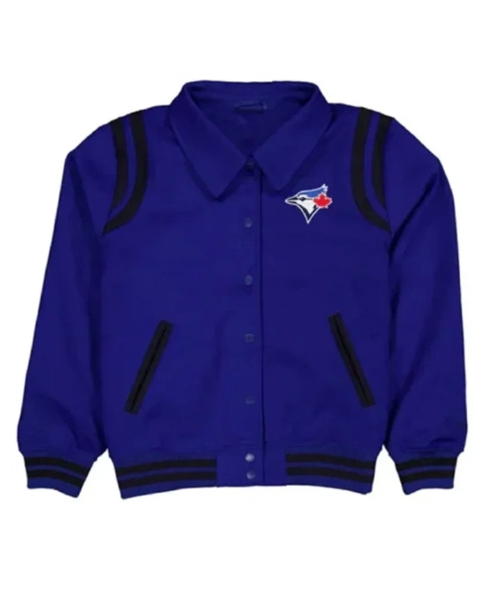 Toronto Blue Jays Sport Night Teddy Blue And Black Varsity Jacket