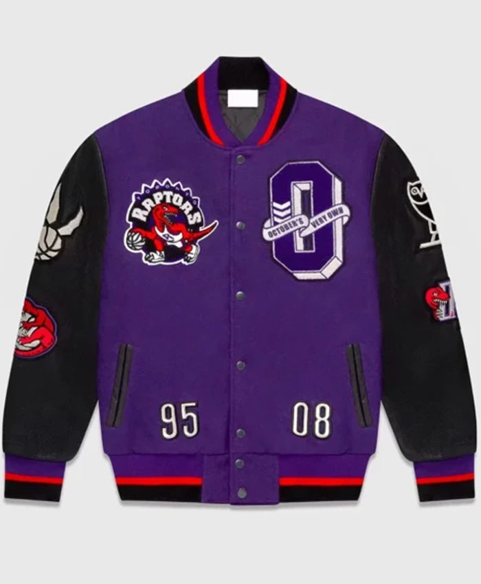 Toronto Raptors OVO Black And Purple Varsity Jacket