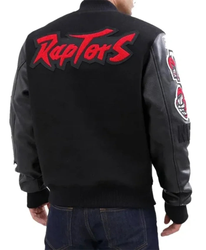 Toronto Raptors Patch Black Letterman Varsity Jacket