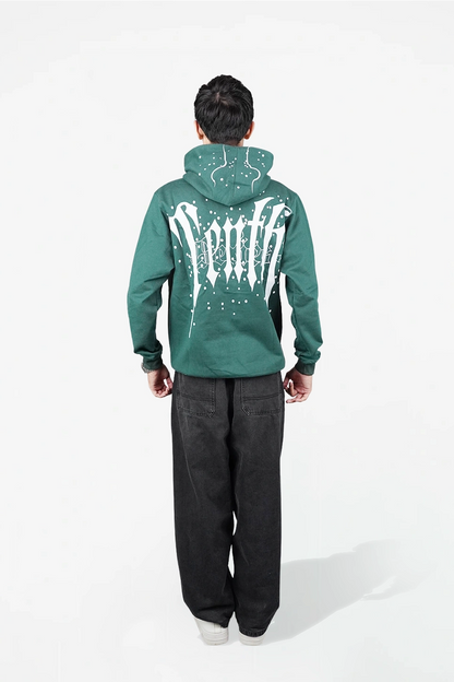 Green graphic Print hoodie 