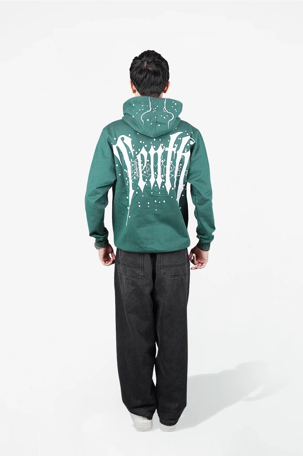 Green graphic Print hoodie 