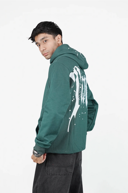 Green graphic Print hoodie 