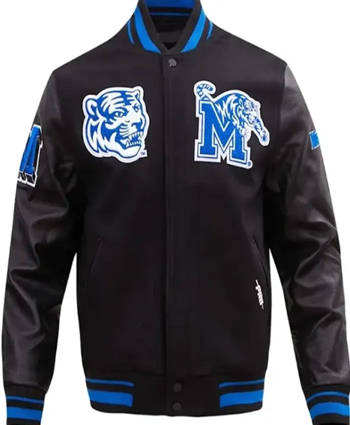 University of Memphis Classic Black Wool Varsity Jacket