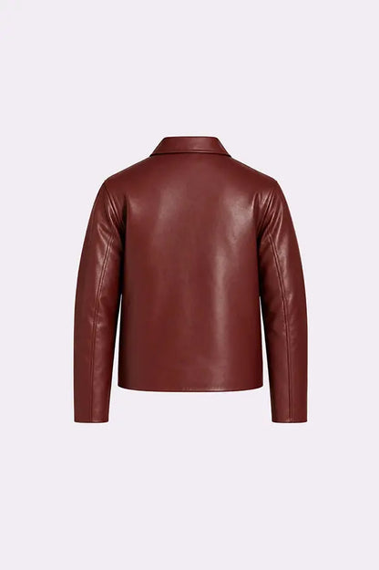 Burgundy Faux Leather Jacket