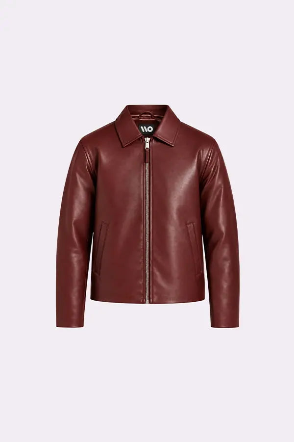 Burgundy Faux Leather Jacket