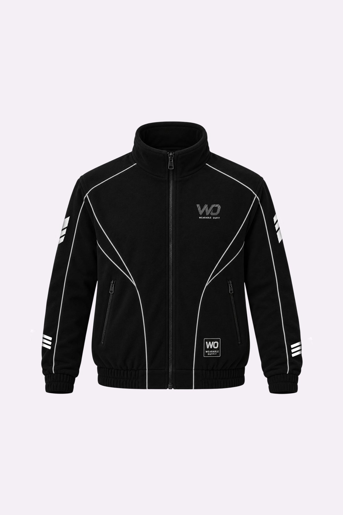Black Contrast Piping Track Jacket