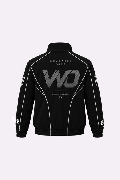 Black Contrast Piping Track Jacket