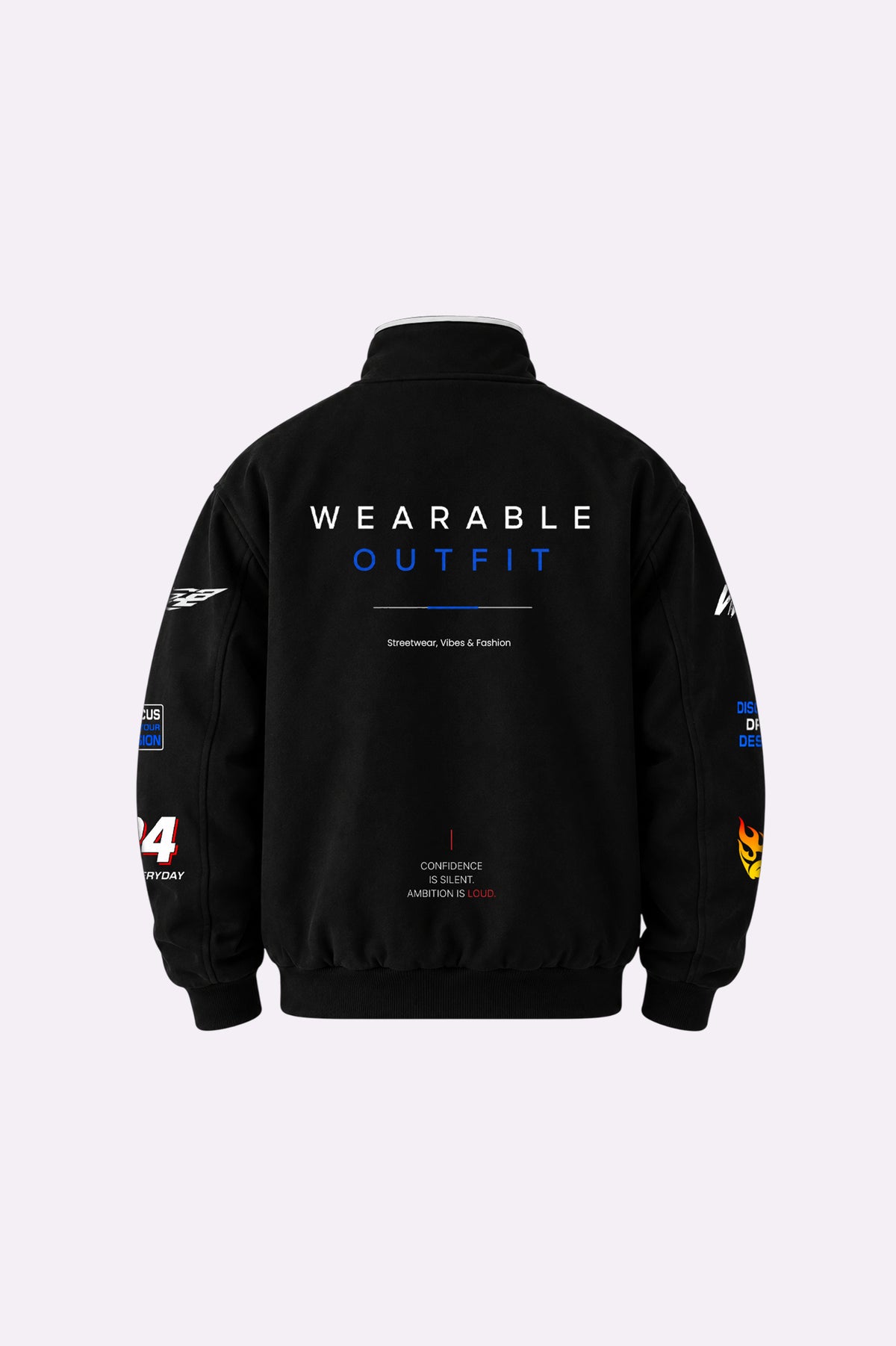 Black Graphic Racing Bomber Jacket