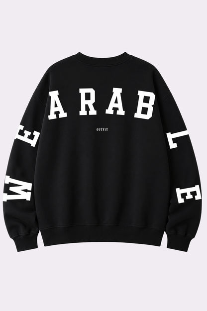 Wearable Outfit Printed Black Sweatshirt