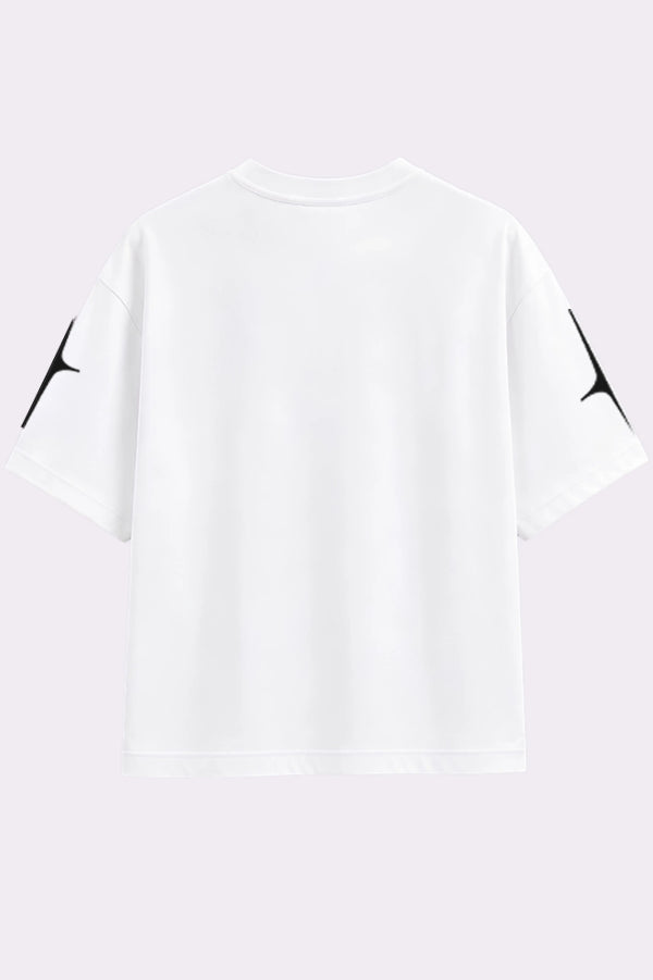 Celestial  Drop Shoulder White T-Shirt