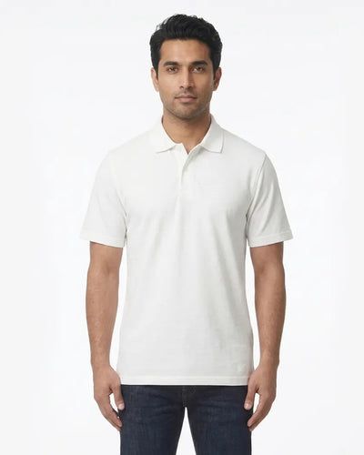 White Cotton Polo Shirt for Men
