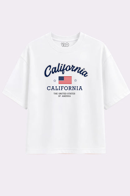 California Oversized White T-Shirt