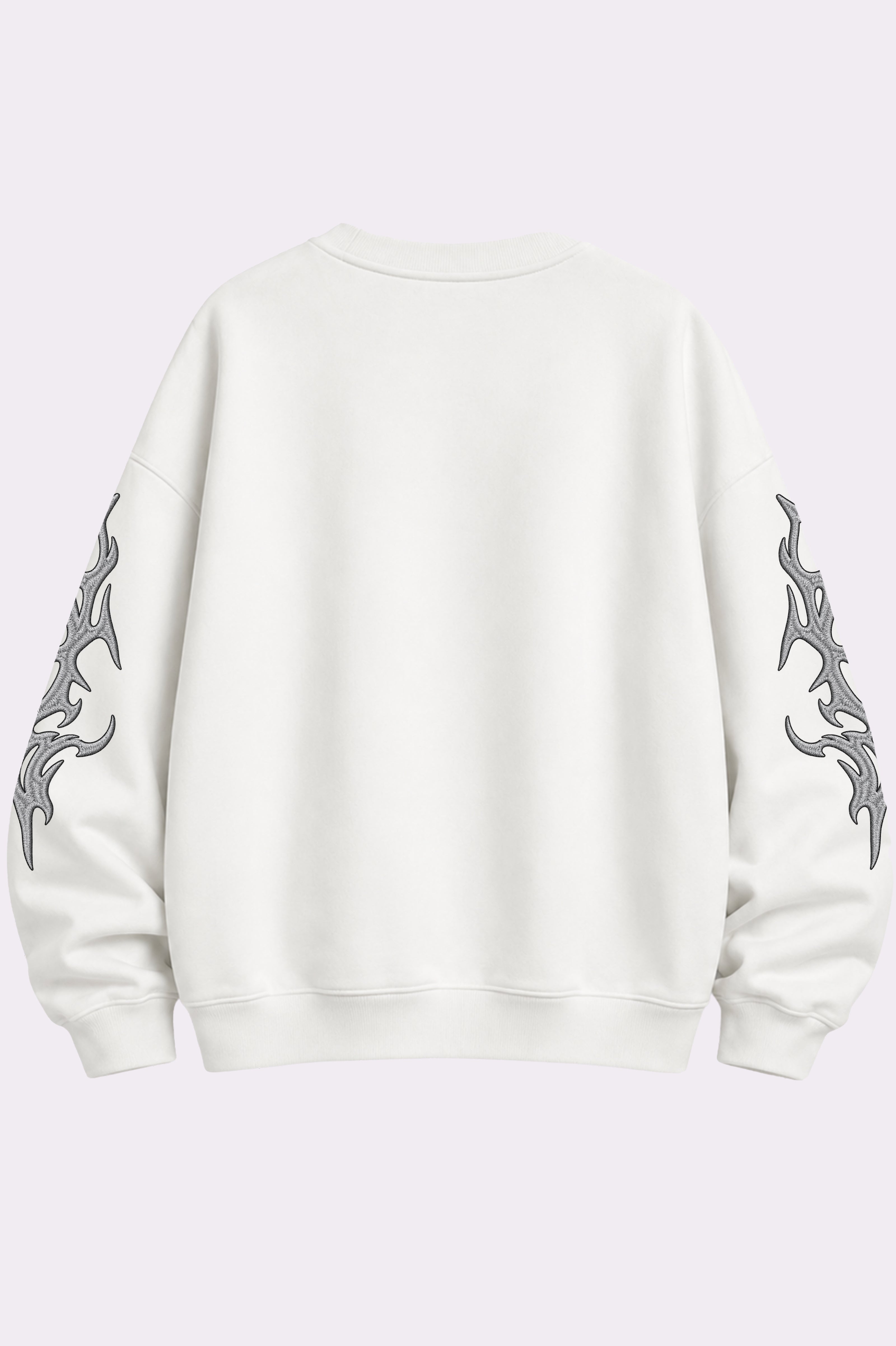 White Gothic Embroidered Flame Sweatshirt