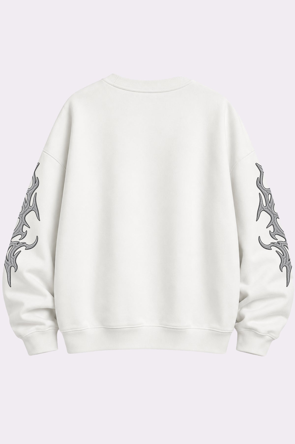 White Gothic Embroidered Flame Sweatshirt