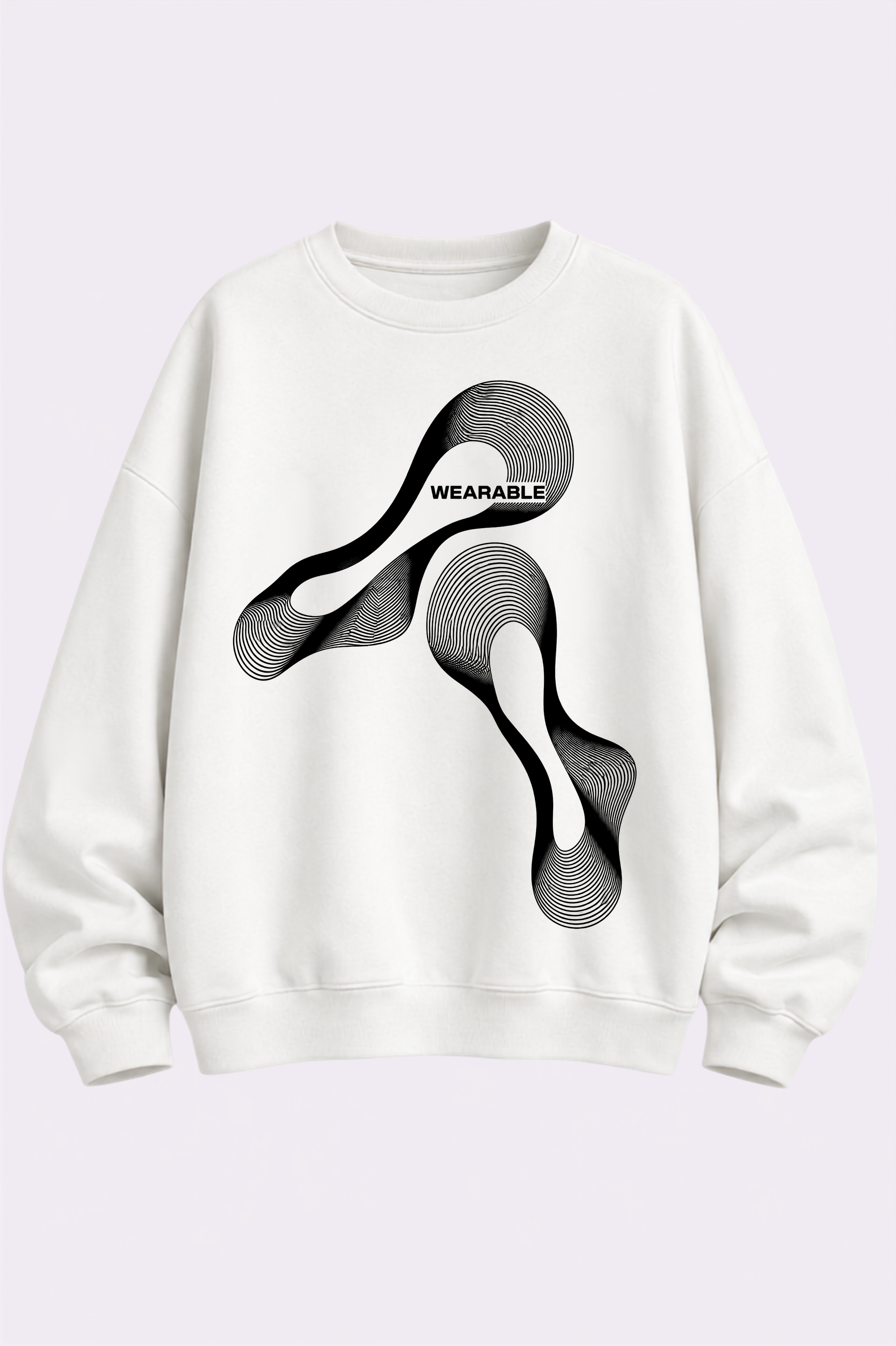 White Oversized Linear Print Sweatshirt