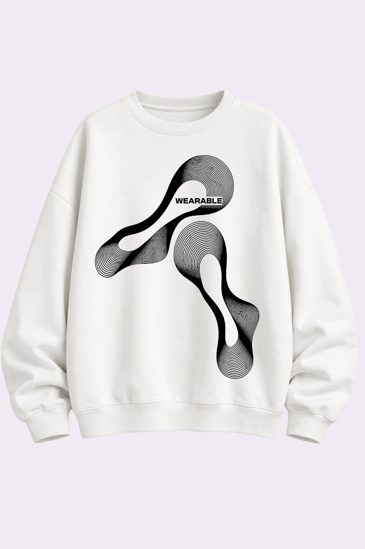 White Oversized Linear Print Sweatshirt