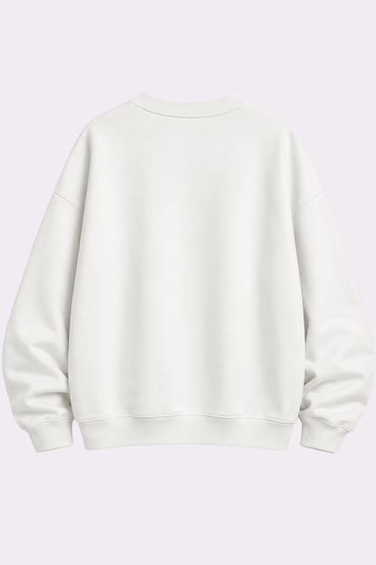 White Oversized Linear Print Sweatshirt