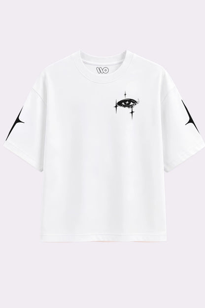 Celestial  Drop Shoulder White T-Shirt