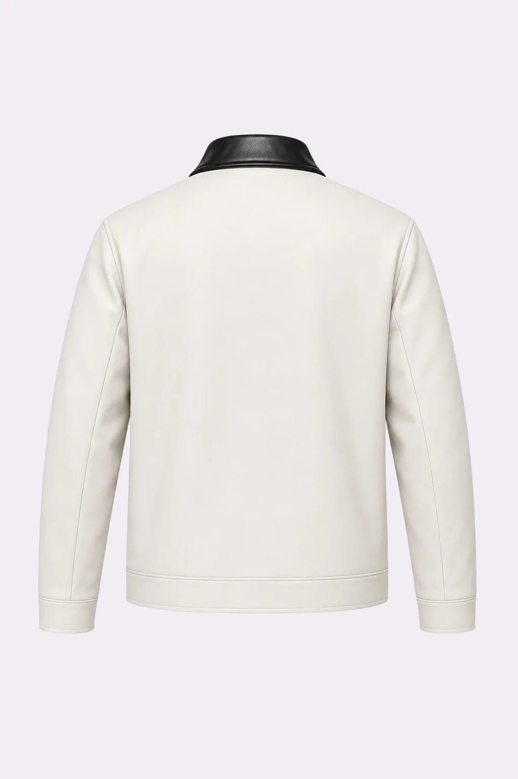 White Faux Leather Zip-Up Jacket