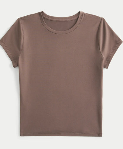 Women Brown Basic T-shirt