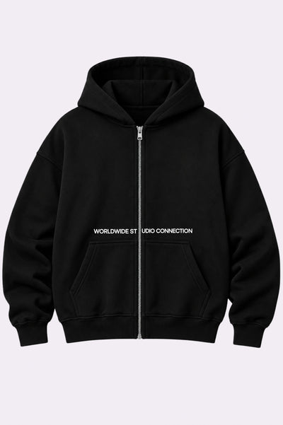 Worldwide Studio Green Black Zip-Up Hoodie