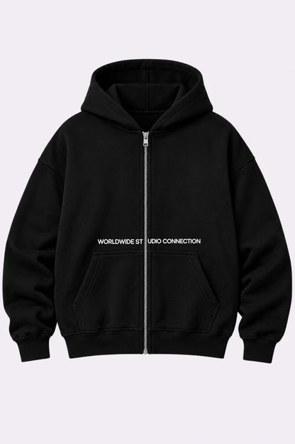 Worldwide Studio Green Black Zip-Up Hoodie