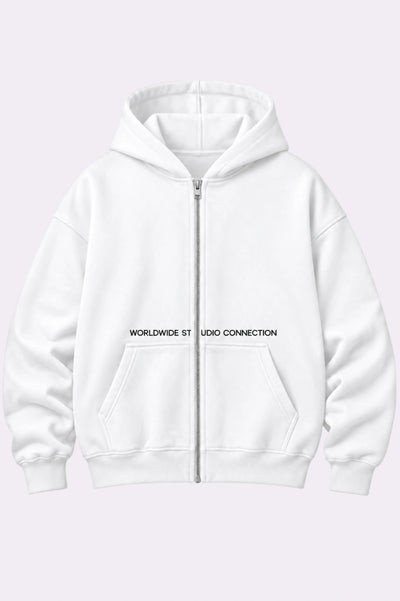 Worldwide Studio White Zip-Up Hoodie