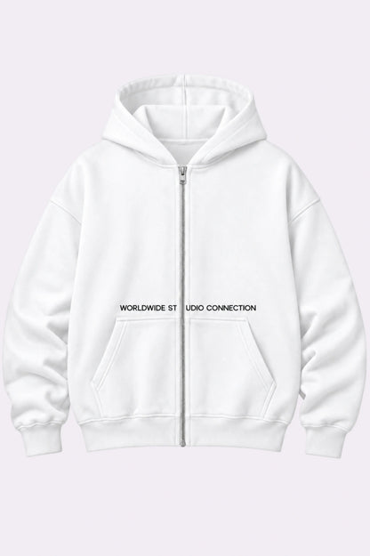 Worldwide Studio White Zip-Up Hoodie
