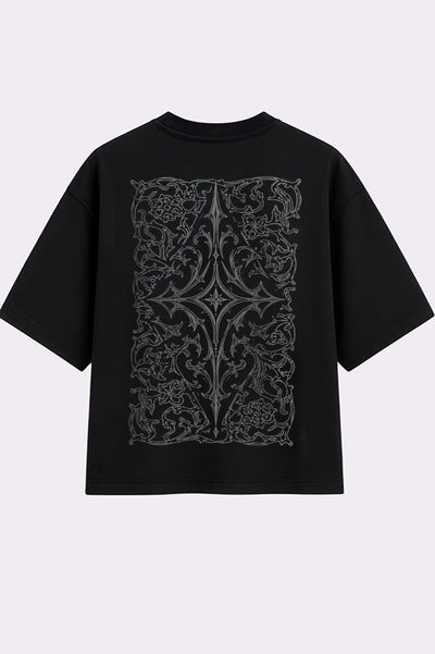 Archives Floral Star Black Oversized T-Shirt