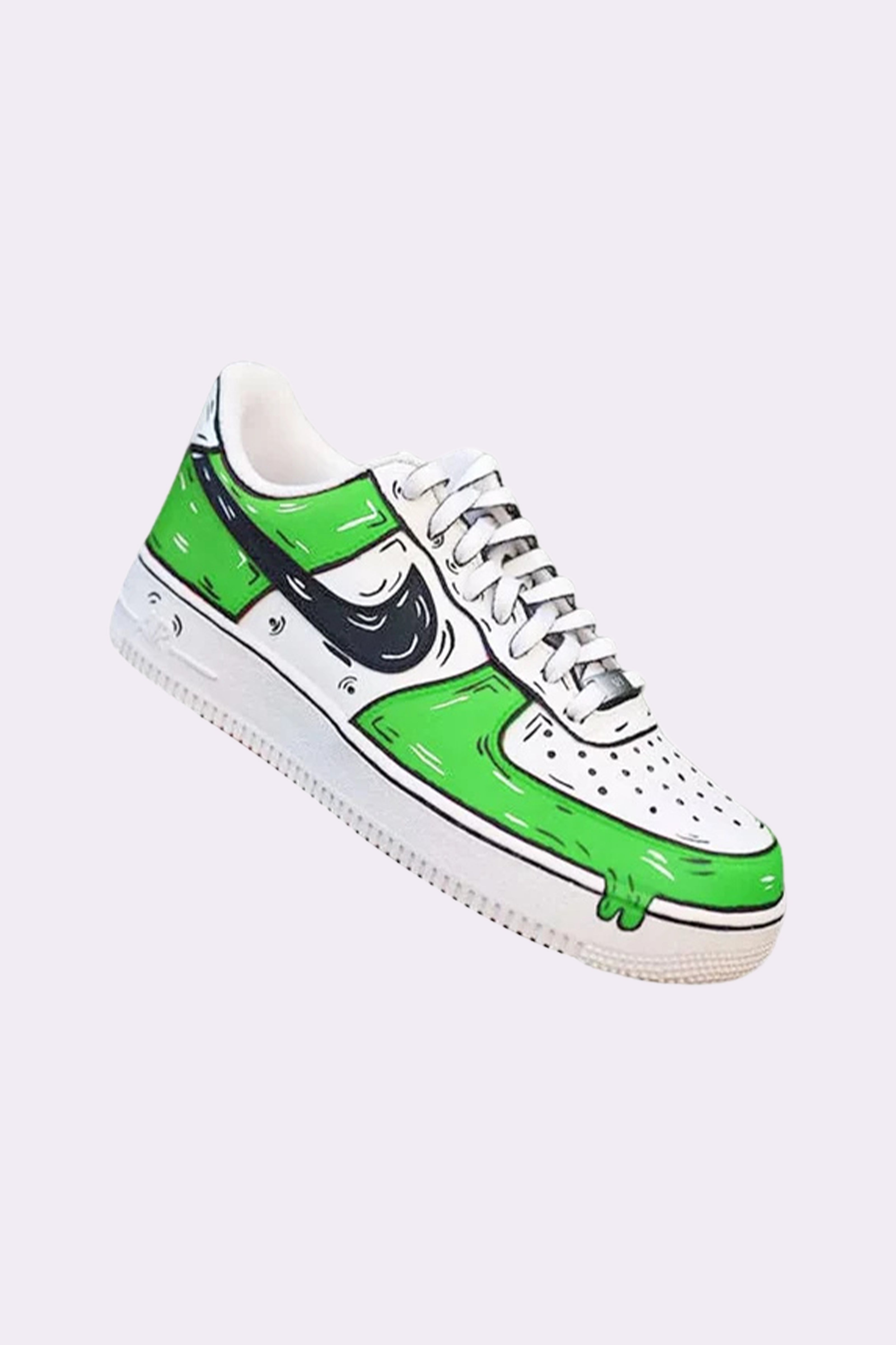Hand Painted Green Cartoon AF1 Sneakers