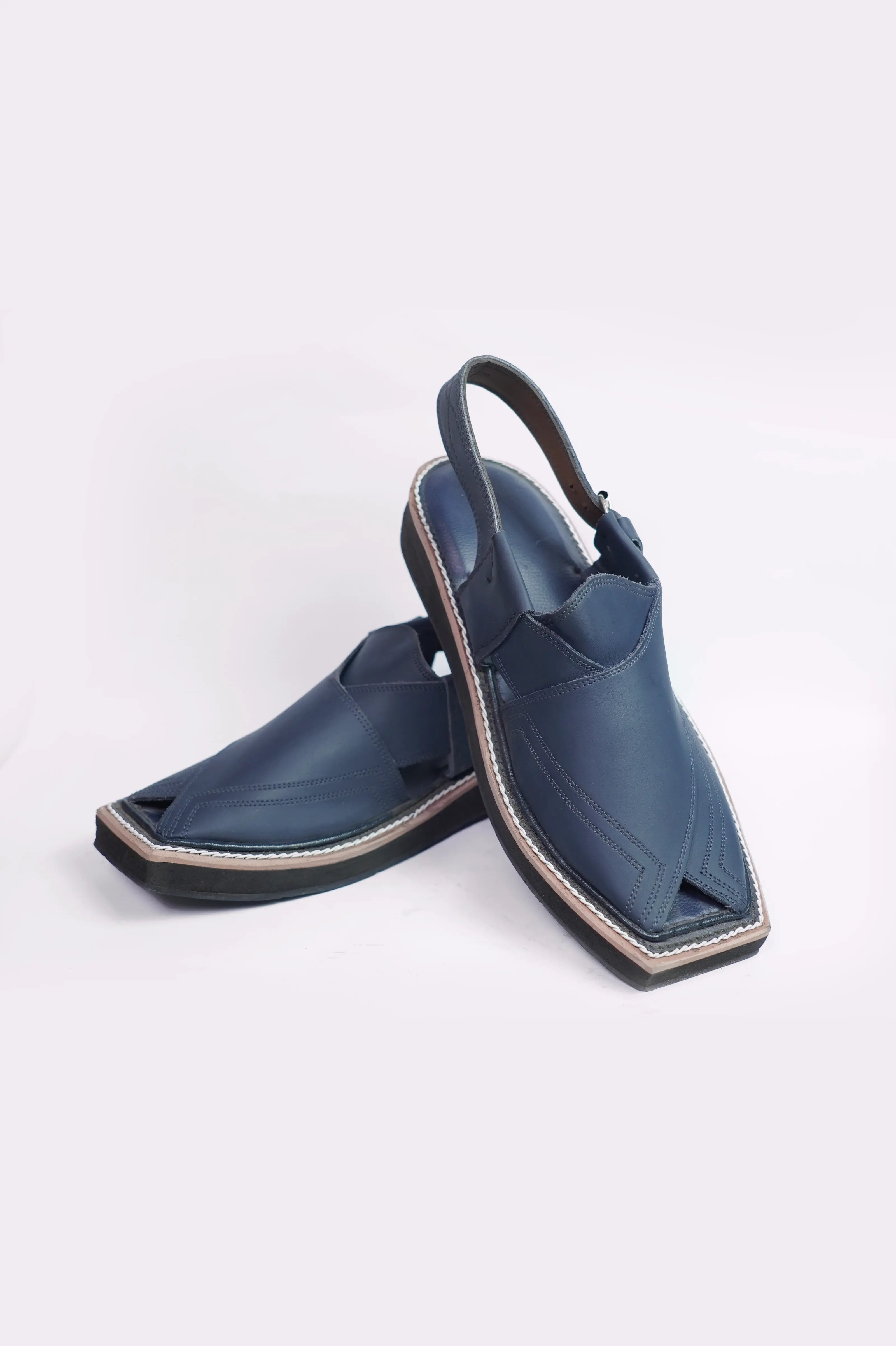 Navy Blue Handmade Peshawari Chappal