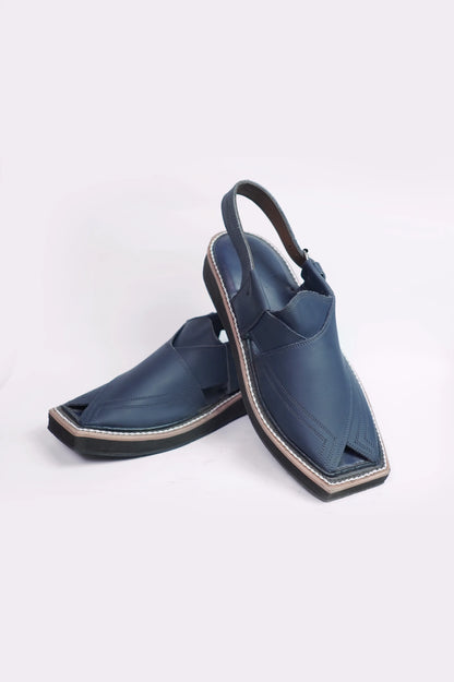 Navy Blue Handmade Peshawari Chappal