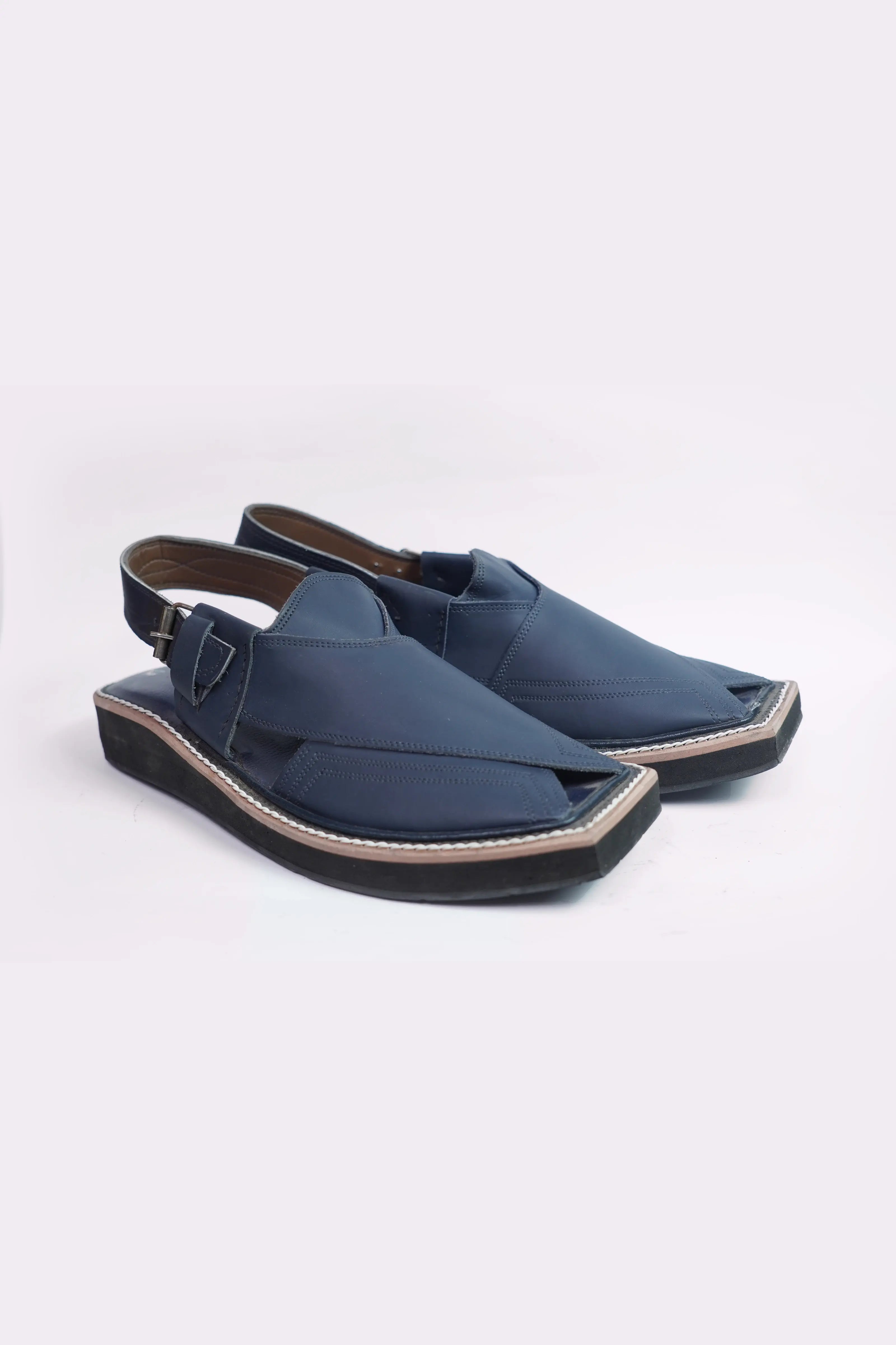 Navy Blue Handmade Peshawari Chappal