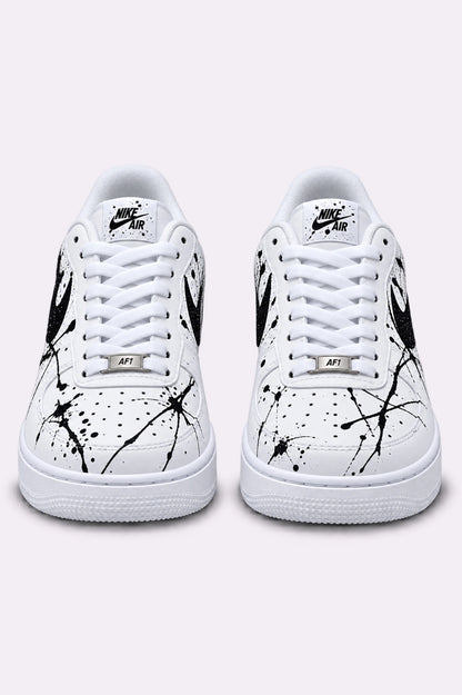Black Paint Splatter Hand-Painted Sneakers