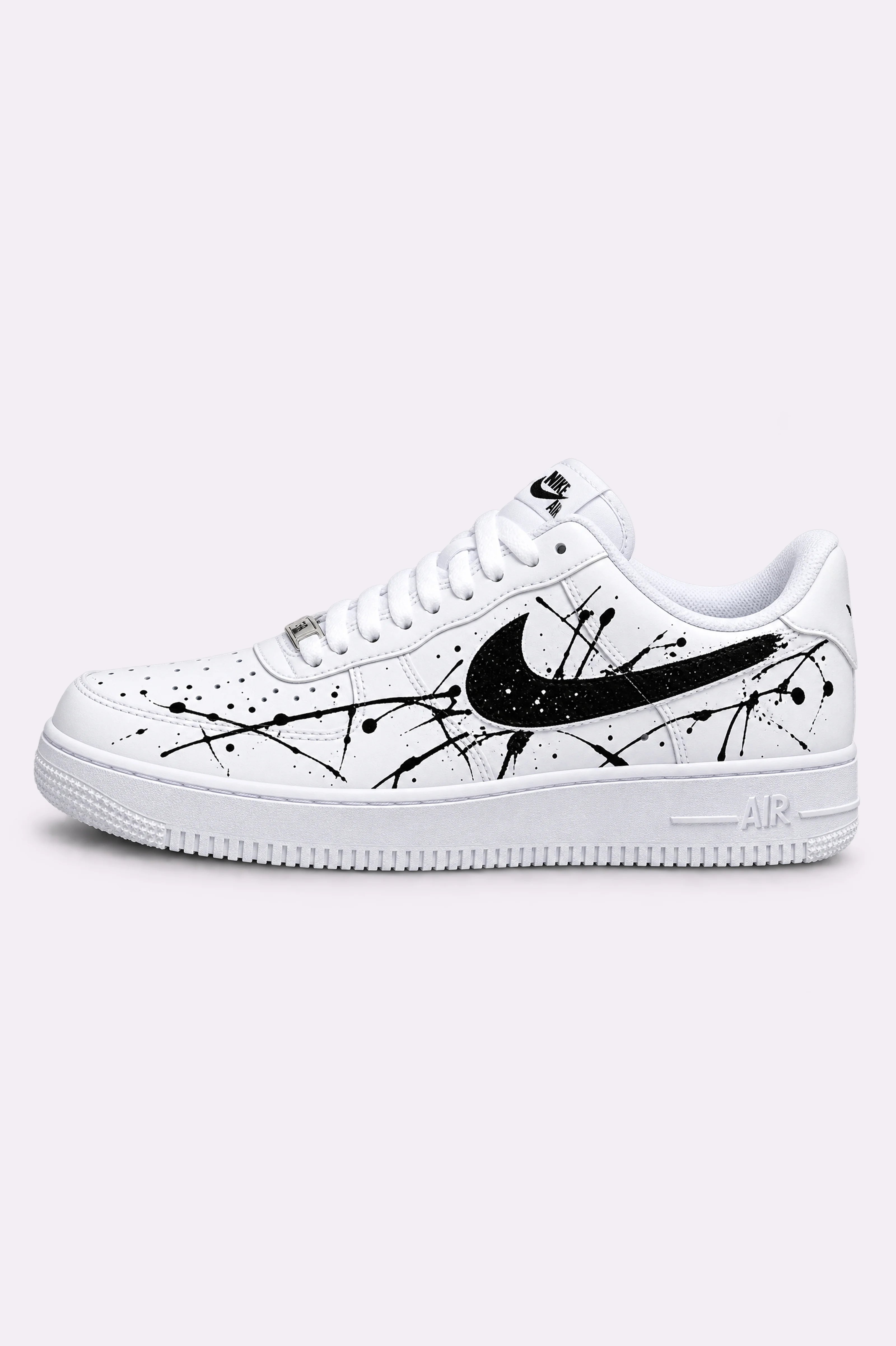 Black Paint Splatter Hand-Painted Sneakers