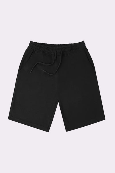 Black Cotton Casual Shorts