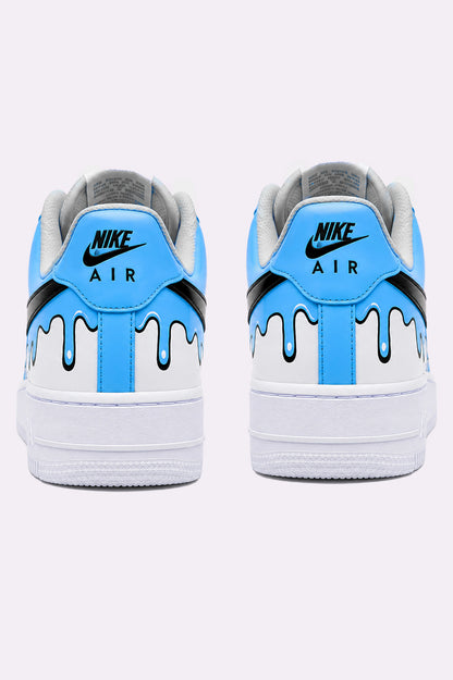 Hand-Painted Blue Drip AF1 Sneakers