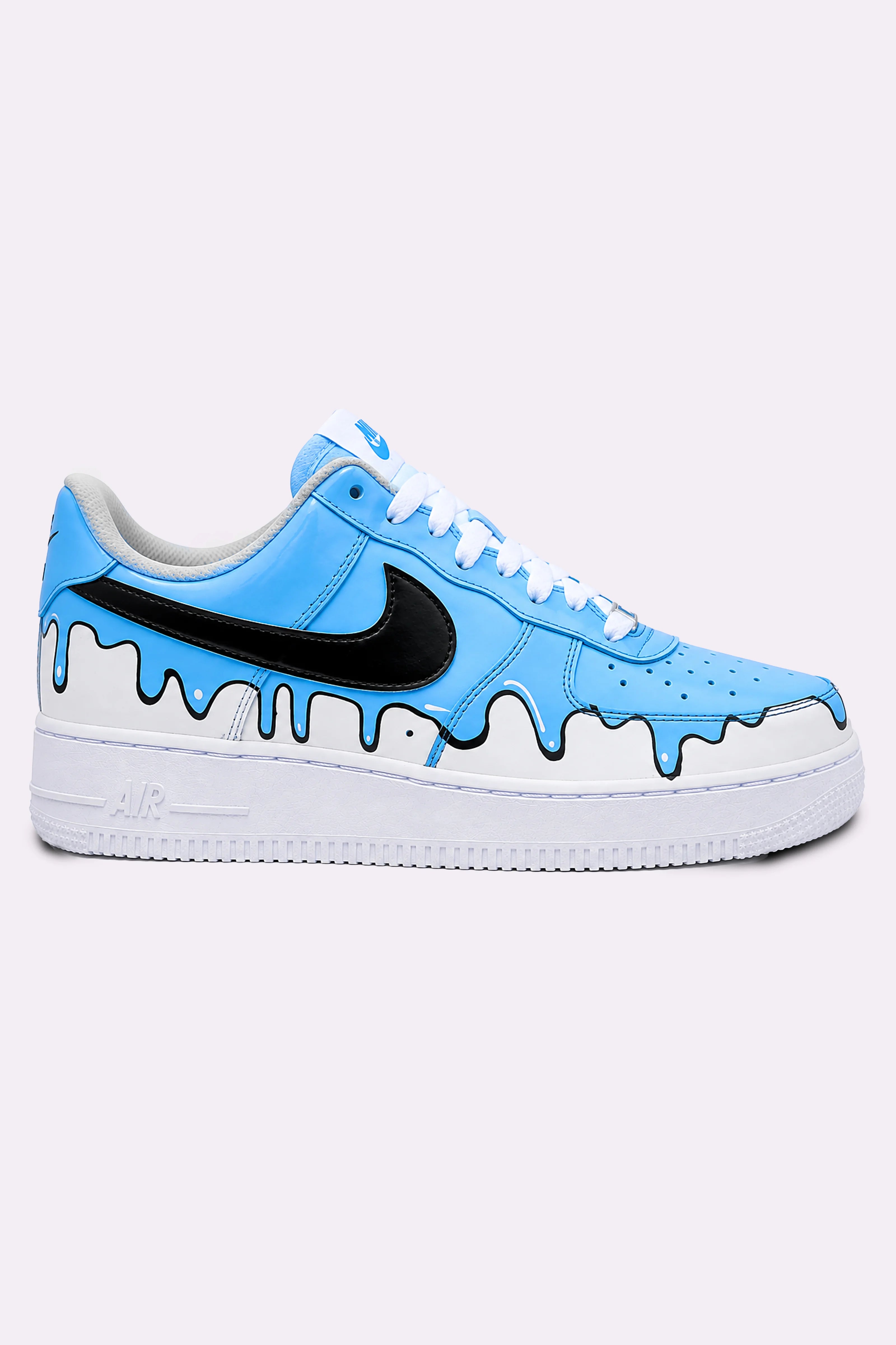 Hand-Painted Blue Drip AF1 Sneakers