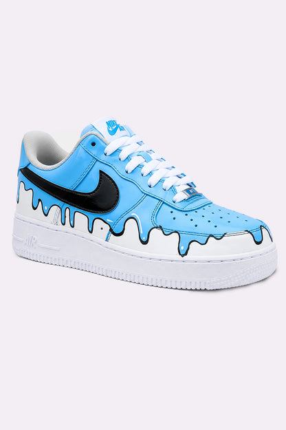 Hand-Painted Blue Drip AF1 Sneakers