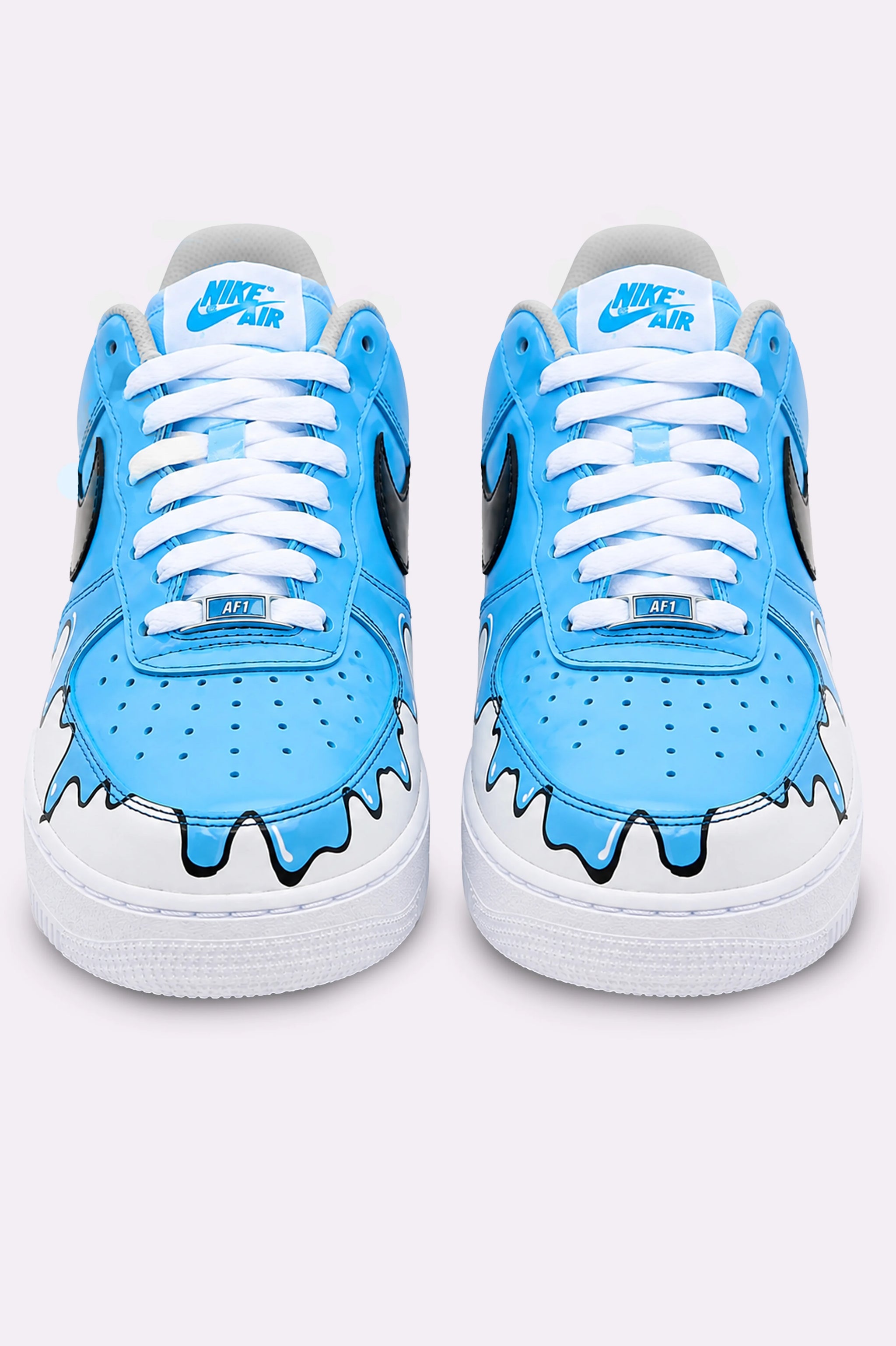 Hand-Painted Blue Drip AF1 Sneakers