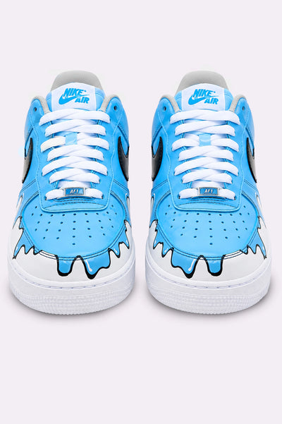 Hand-Painted Blue Drip AF1 Sneakers