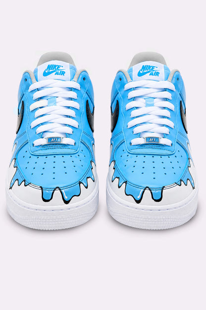 Hand-Painted Blue Drip AF1 Sneakers