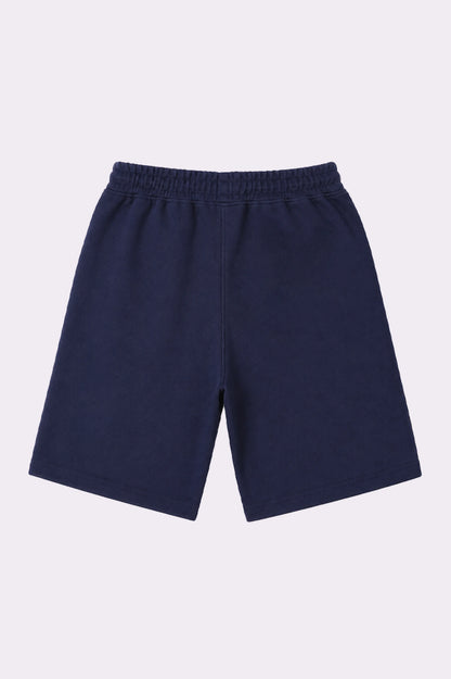 Navy Blue Relaxed Fit Cotton Shorts