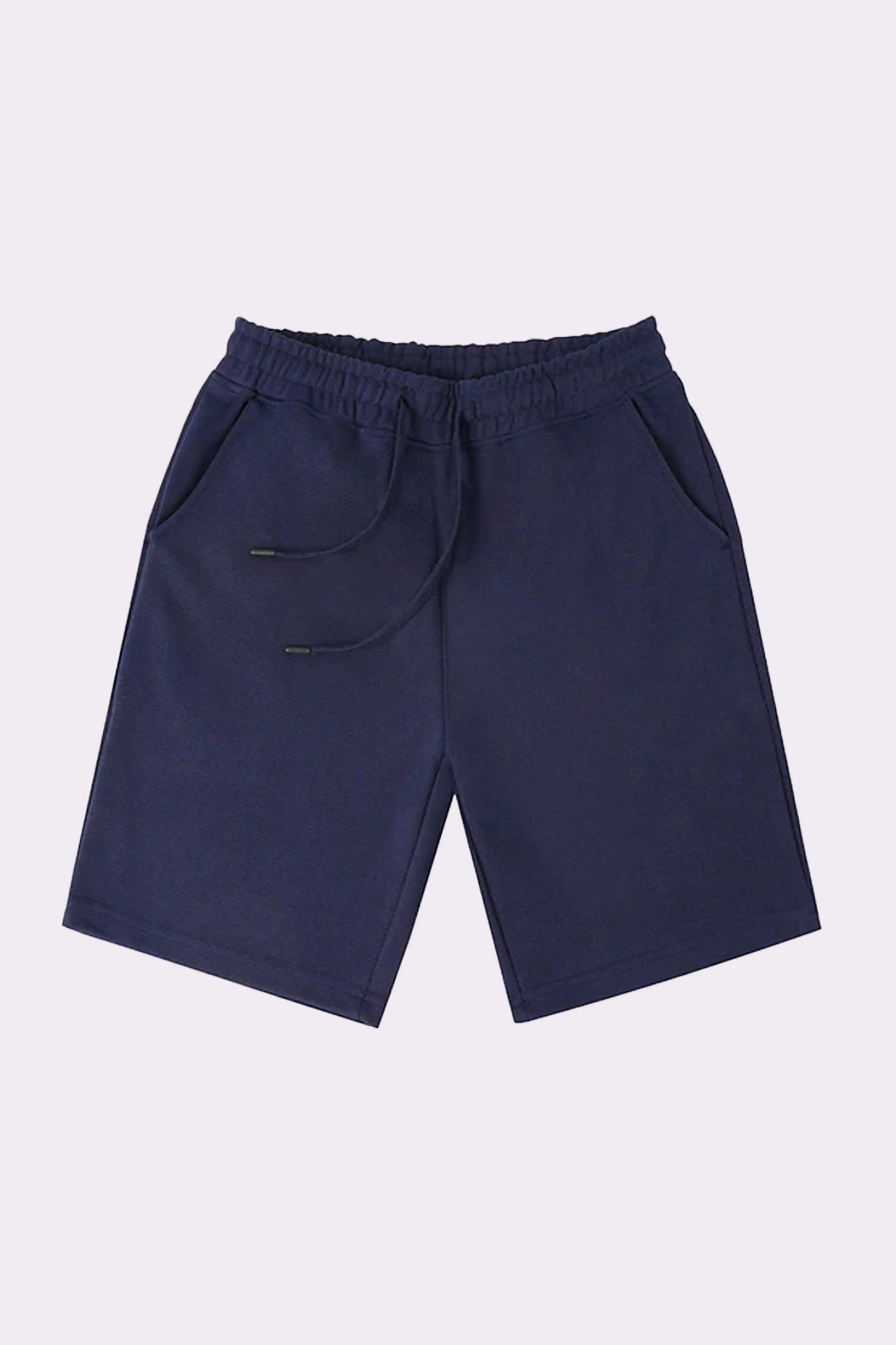 Navy Blue Relaxed Fit Cotton Shorts