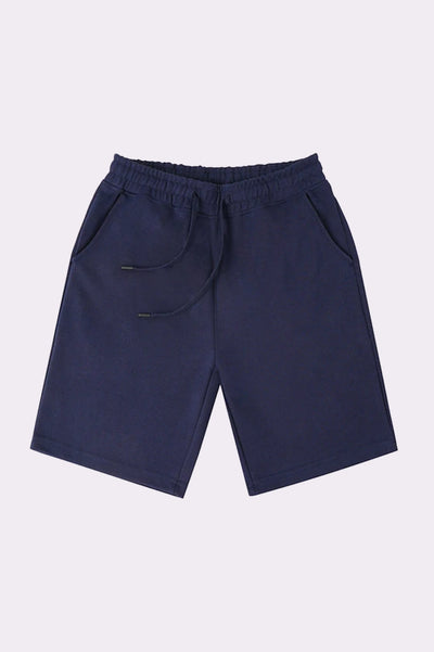Navy Blue Relaxed Fit Cotton Shorts