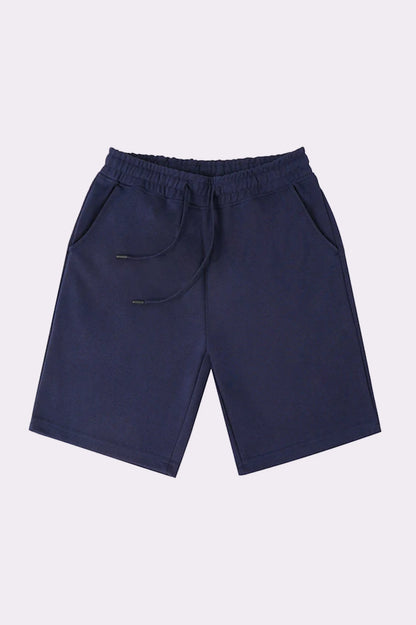 Navy Blue Relaxed Fit Cotton Shorts