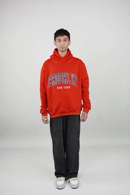 brooklyn New York Pullover Red Hoodie
